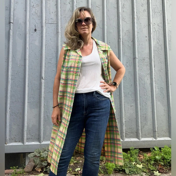 Vintage Arkin Collection plaid sleeveless  dress, size 20 (modern L/XL) - Picture 1 of 11